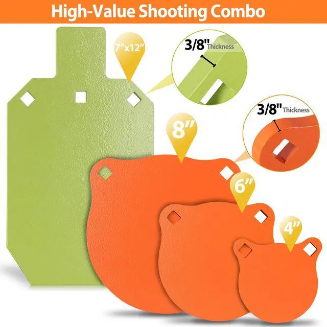Alt view image 2 of 7 - AR500 Steel Shooting Targets, Laser-Cut Metal Targets with High-Visibility Glow Neon Color for Reactive Range Shooting