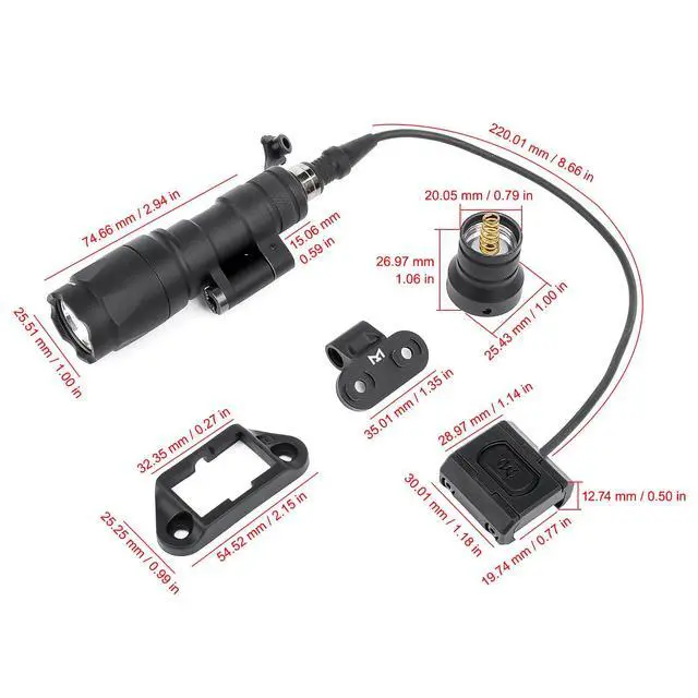 Alt view image 5 of 6 - M340 540 Lumens Tactical Flashlight with 2 Rotating Bases, with Push Button & Remote Pressure Switch, Light & Pressure Switch Mount Fit for 20mm Picatinny Mlok/Keymod Rail