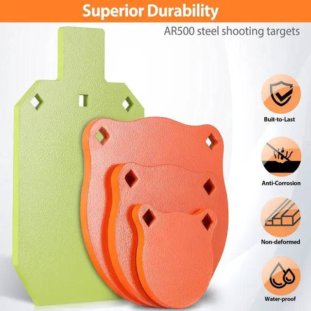 Alt view image 3 of 7 - AR500 Steel Shooting Targets, Laser-Cut Metal Targets with High-Visibility Glow Neon Color for Reactive Range Shooting