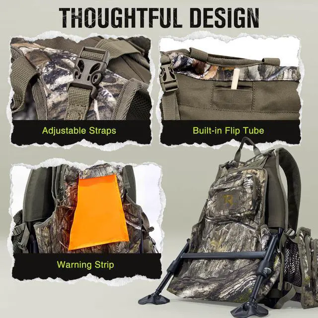 Alt view image 6 of 7 - Turkey Vest for Hunting with Frame and Seat,Camo Hunting Vest with Kickstand,Memory Foam Cushion, Game Pouch & Multi-Pocket Storage Lightweight Adjustable Turkey Hunting Gear for Men Women