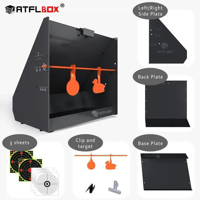 Alt view image 5 of 6 - Pellet Trap With 12''x12'' Splatter Bullseye Paper Targets and Spinning Shooting Targets for.177.22 Caliber, Air Gun Airsoft BB Gun Rifle