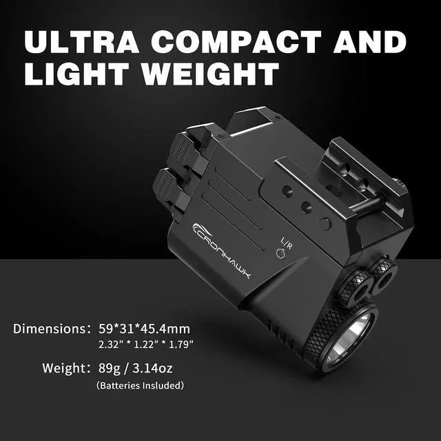 Alt view image 7 of 7 - 500 Lumens Red and Green Laser Light Combo, Rail Mounted Pistol Flashlight with Double Lasers Beam, Magnetic Charging Handgun Flashlight, Laser Class II