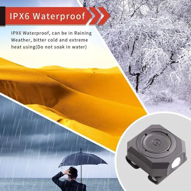 Alt view image 6 of 7 - CPLU Wrist Flashlight, Compact USB-C Rechargeable EDC LED Light, 300 Lumens, Double-Click Anti-Misfire, IPX6 Waterproof, for Running, Night Walking, Hiking - Fits on Watchband/Strap Systems
