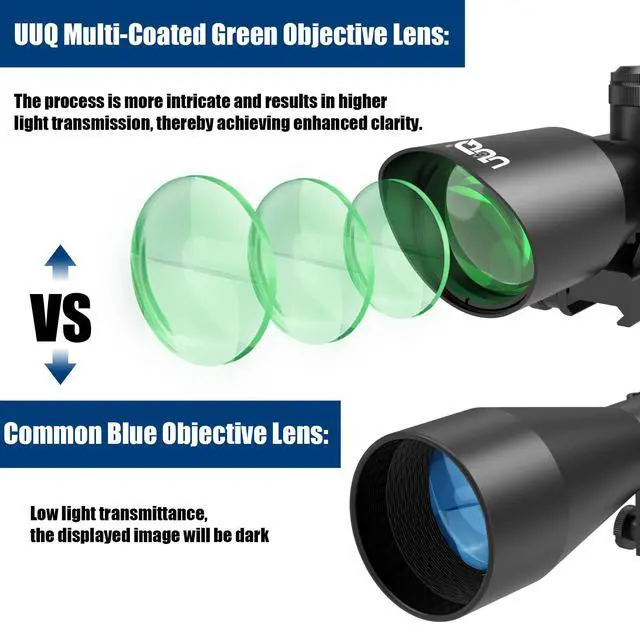 Alt view image 3 of 7 - 2.5-10x40 Rifle Scope with Red/Green Illuminated Mil-dot with Red/Green Laser Combo-Green Lens Color,Tactical Scope for Gun Air Hunting,Free 20/11mm Mounts