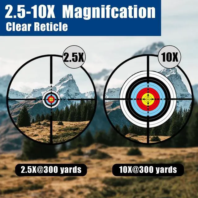 Alt view image 5 of 7 - 2.5-10x40 Rifle Scope with Red/Green Illuminated Mil-dot with Red/Green Laser Combo-Green Lens Color,Tactical Scope for Gun Air Hunting,Free 20/11mm Mounts
