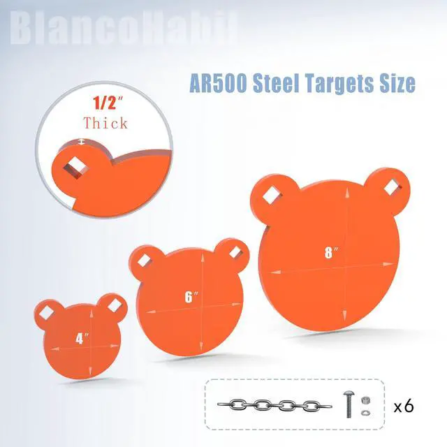 Alt view image 2 of 7 - AR500 Steel Targets Combo, Add on Metal Chains, Laser Cut - No Burr - Neon Color