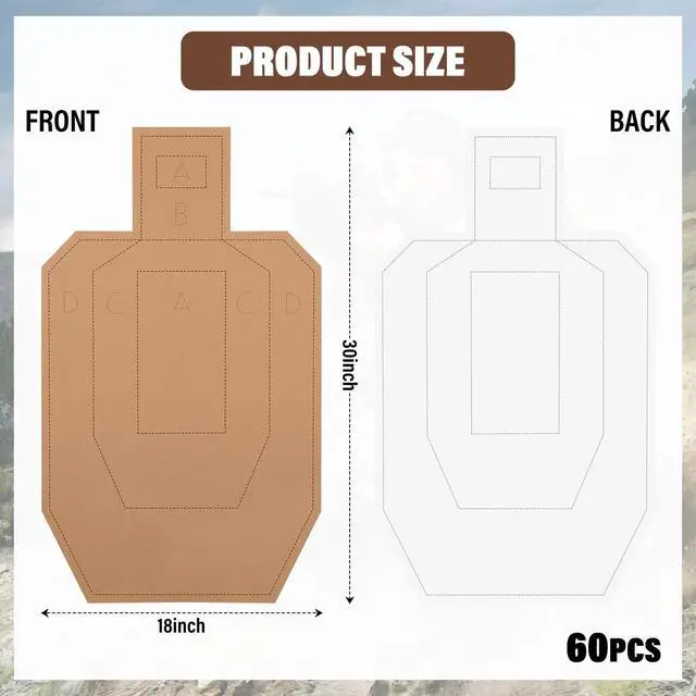 Alt view image 2 of 7 - Shooting Targets for USPSA, 15/30/60/90/120PCS Cardboard Targets with Target Pasters, 30x18in Tactical Shooting Silhouette Target for Shooting Range Practice Competitions Training