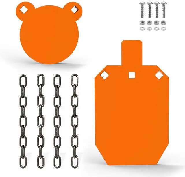 Main image of AR500 Steel Targets Combo, Add on Metal Chains, Laser Cut - No Burr - Neon Color