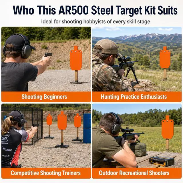Alt view image 6 of 7 - AR500 Steel Targets Combo, Add on Metal Chains, Laser Cut - No Burr - Neon Color
