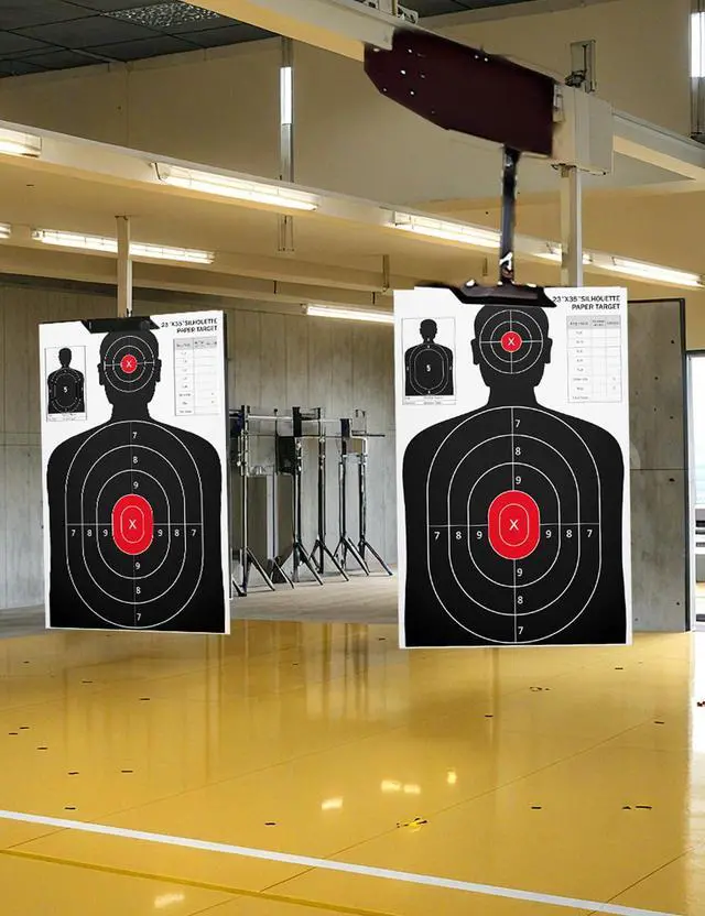 Alt view image 7 of 7 - 23x35 Inch Shooting Targets - High-Visibility Silhouette Paper for Range Training - Compatible with Pistol Rifle Shotgun Airgun BB Gun - Reusable with Adhesive Patches for Indoor/Outdoor