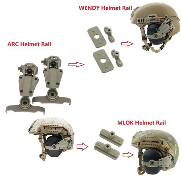 Alt view image 2 of 7 - Tactical Helmet ARC Rail Adapter Accessories - Compatible with Walker's Razor Earmuffs