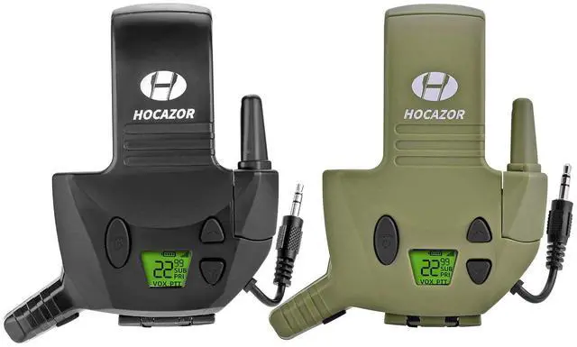 Main image of 2 Pack W01 Walkie Talkies Compatible with Walker's Razor Slim Electronic Ear Muffs, Outdoors Hunting Shooting Construction Sites Work Shop, Black and Green