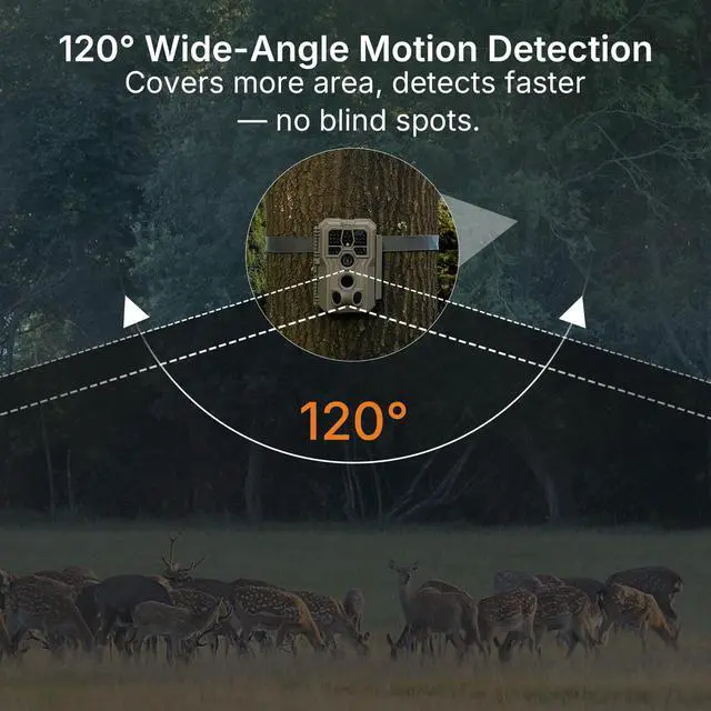 Alt view image 5 of 7 - E5 2.0 Trail Camera (Non-Cellular, Non-WiFi), 4K Video, 0.1s Trigger, 100ft No-Glow Night Vision, IP66 Waterproof, Motion Activated Wildlife Camera