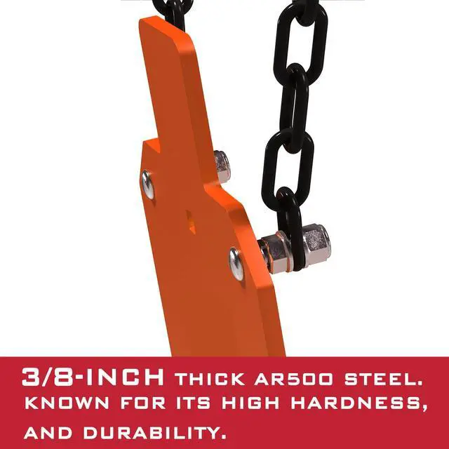 Alt view image 2 of 6 - AR500 Steel Targets Combo with Metal Chains, 3/8 Thick Metal Gong Silhouette Targets for Outdoor Range and Shooting Practice, Neon Orange Color