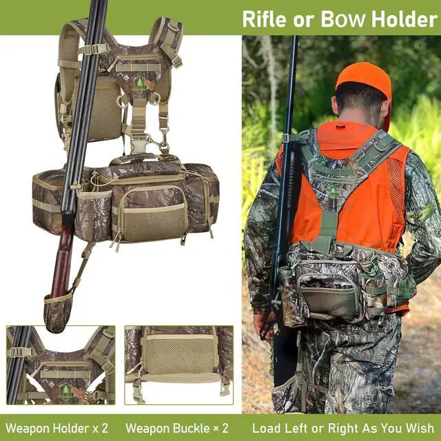 Alt view image 5 of 7 - Hunting Fanny Pack for Men, Camo Waist Pack for Hunter, Fanny Hunting Backpack with Rifle, Shotgun, and Bow Holder (Fanny Pack Upgrade)