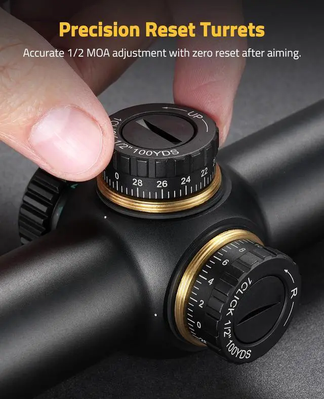 Alt view image 6 of 7 - EagleFeather LPVO Rifle Scope with 30mm Cantilever Mount, 5 Levels Red & Green Illumination Reticle, Second Focal Plane Scopes with Zero Reset