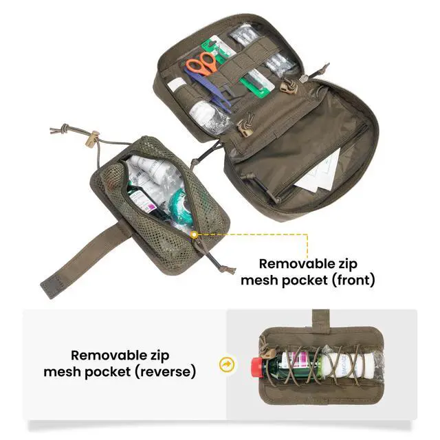 Alt view image 4 of 7 - Tactical First Aid Pouch IFAK Rip Away Molle EMT Pouch Compact Admin Pouch Medical Utility Pouch Emergency Survival Kits for Tactical Vest,Backpack
