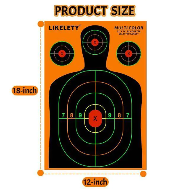 Alt view image 3 of 7 - 12x18 Inch Splatter Shooting Targets, Multiple Colors Effect, 10/25/50 Pack | Thick Paper, Bright, Indoor and Outdoor Ranges, Silhouette, for BB Guns, Airguns, Rifles
