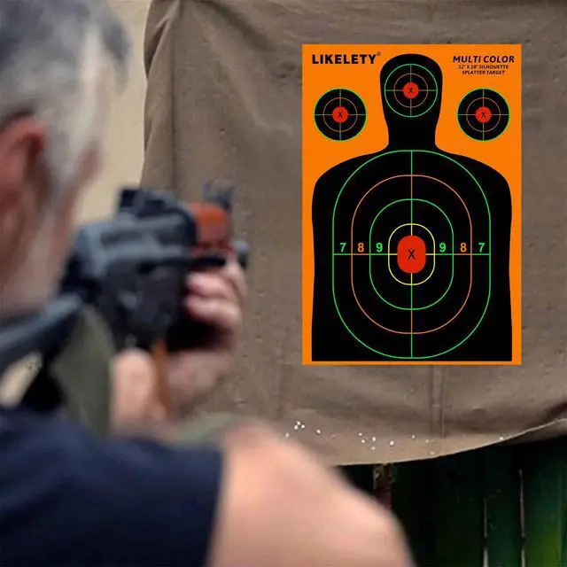 Alt view image 5 of 7 - 12x18 Inch Splatter Shooting Targets, Multiple Colors Effect, 10/25/50 Pack | Thick Paper, Bright, Indoor and Outdoor Ranges, Silhouette, for BB Guns, Airguns, Rifles