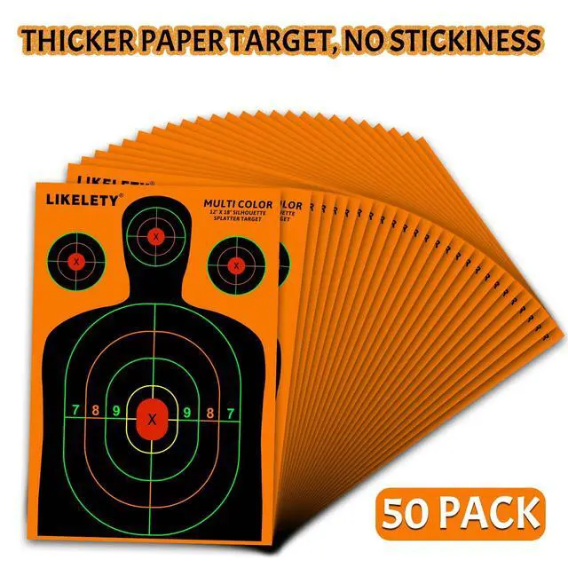 Alt view image 4 of 7 - 12x18 Inch Splatter Shooting Targets, Multiple Colors Effect, 10/25/50 Pack | Thick Paper, Bright, Indoor and Outdoor Ranges, Silhouette, for BB Guns, Airguns, Rifles
