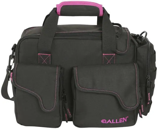 Main image of Allen Company Dolores Women's Compact Shooting Range Bag - Gun Storage Pouches for Handguns, Shooting Glasses, Gloves, Ear Protection, and Other Accessories - Black/Pink - 13" x 4.5"