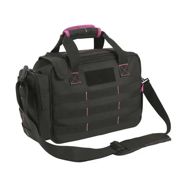 Alt view image 2 of 5 - Allen Company Dolores Women's Compact Shooting Range Bag - Gun Storage Pouches for Handguns, Shooting Glasses, Gloves, Ear Protection, and Other Accessories - Black/Pink - 13" x 4.5"