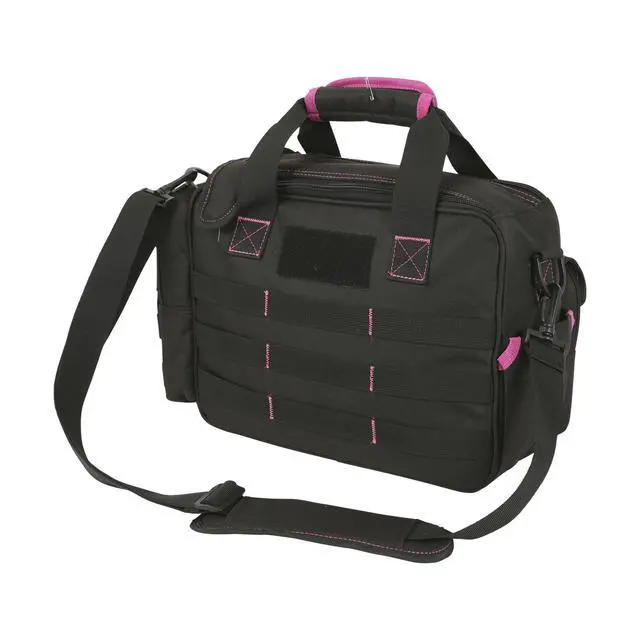 Alt view image 4 of 5 - Allen Company Dolores Women's Compact Shooting Range Bag - Gun Storage Pouches for Handguns, Shooting Glasses, Gloves, Ear Protection, and Other Accessories - Black/Pink - 13" x 4.5"