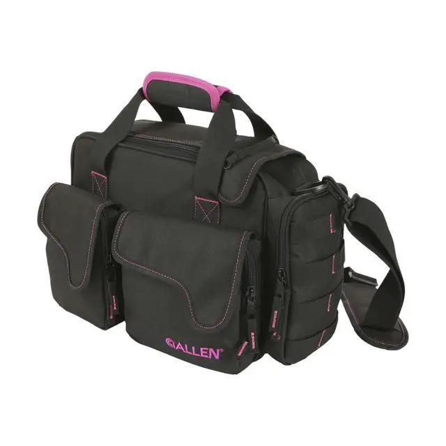 Alt view image 5 of 5 - Allen Company Dolores Women's Compact Shooting Range Bag - Gun Storage Pouches for Handguns, Shooting Glasses, Gloves, Ear Protection, and Other Accessories - Black/Pink - 13" x 4.5"