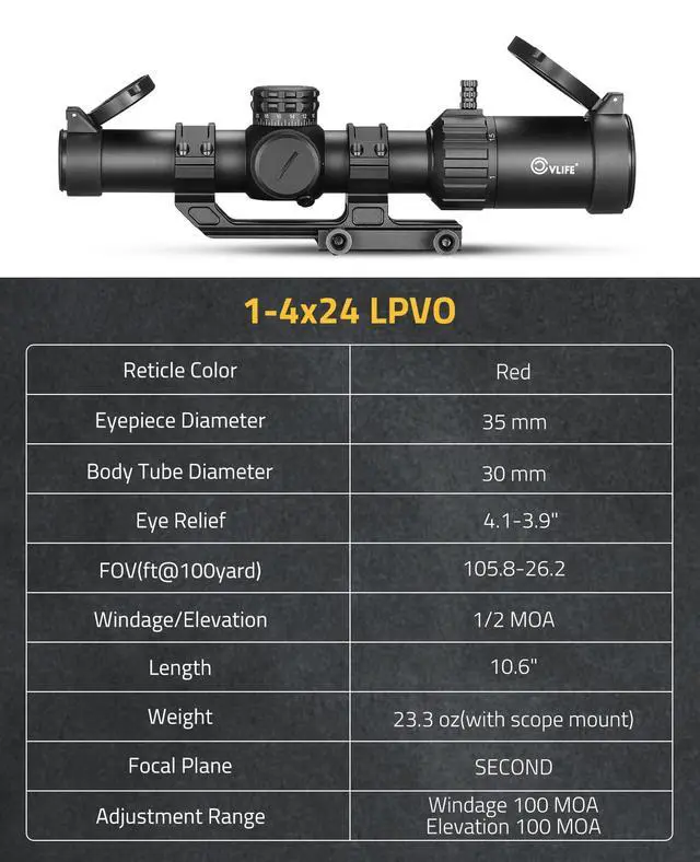 Alt view image 6 of 7 - EagleTalon LPVO Rifle Scope with 30mm Cantilever Mount, Illuminated BDC Reticle for.223/5.56 and.308/7.62