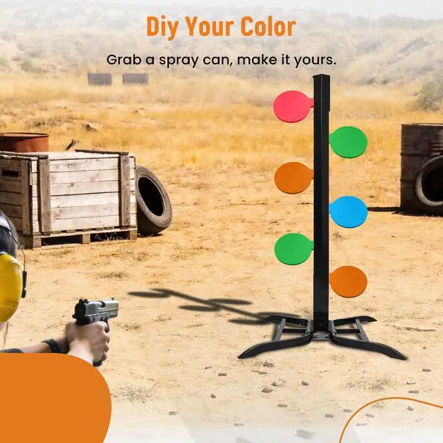 Alt view image 6 of 7 - 6Pcs AR500 Dueling Tree Paddles 6" X 3/8" Steel Target DIY Shooting Target Kits with Tubes