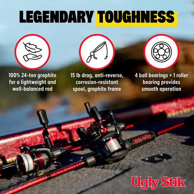 Alt view image 3 of 7 - Carbon Low Profile Baitcast Reel and Fishing Rod Combo