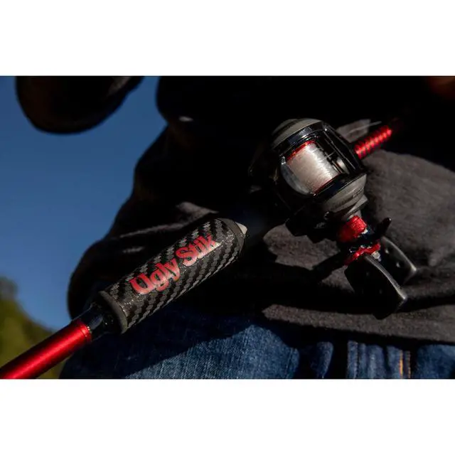 Alt view image 7 of 7 - Carbon Low Profile Baitcast Reel and Fishing Rod Combo