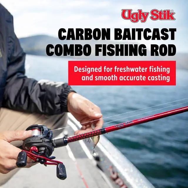 Alt view image 2 of 7 - Carbon Low Profile Baitcast Reel and Fishing Rod Combo