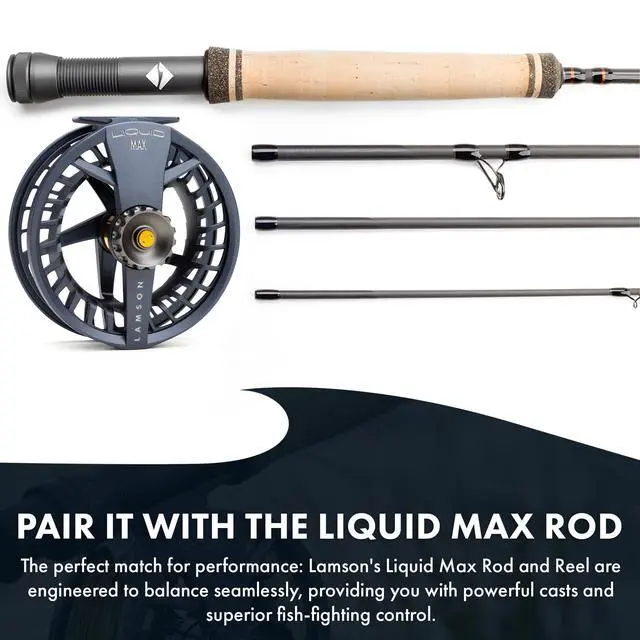 Alt view image 5 of 6 - Liquid Max Fly Fishing Reel | Saltwater | Super Large Arbor, Pressure cast Aluminum, Waterproof Big Game Drag