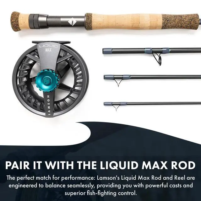 Alt view image 5 of 6 - Liquid Max Fly Fishing Reel | Saltwater | Super Large Arbor, Pressure cast Aluminum, Waterproof Big Game Drag