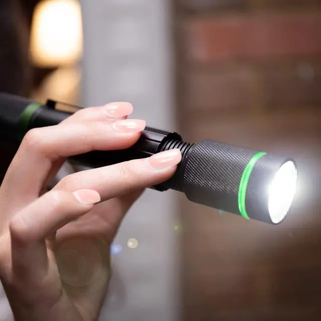 Alt view image 3 of 6 - Dover 1000 Lumen Rechargeable Flashlight USB-C Charging Cable Included, Slide Focus, 6-Hour Runtime, Impact Resistant w/Belt Clip