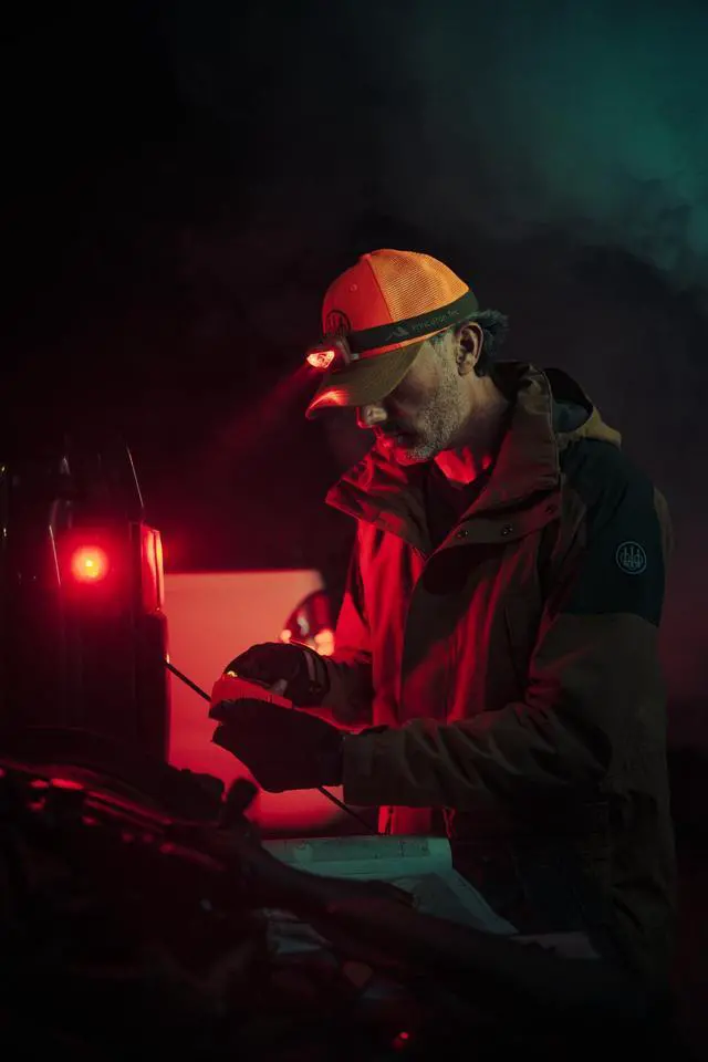 Alt view image 7 of 7 - Vizz LED Headlamp 550 Lumen Dimmable White and Red LEDs, IPX7 Waterproof Rating, Dual Beam Modes Runs on 3 AAA, Lightweight and Rugged