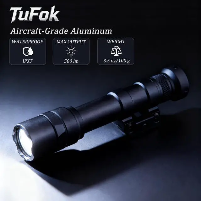 Alt view image 2 of 7 - Rifle Light, Tactical Weapon Scout Flashlight for 20mm Picatinny Rail with Remote Pressure Switch Tail Switch and Mount(600)