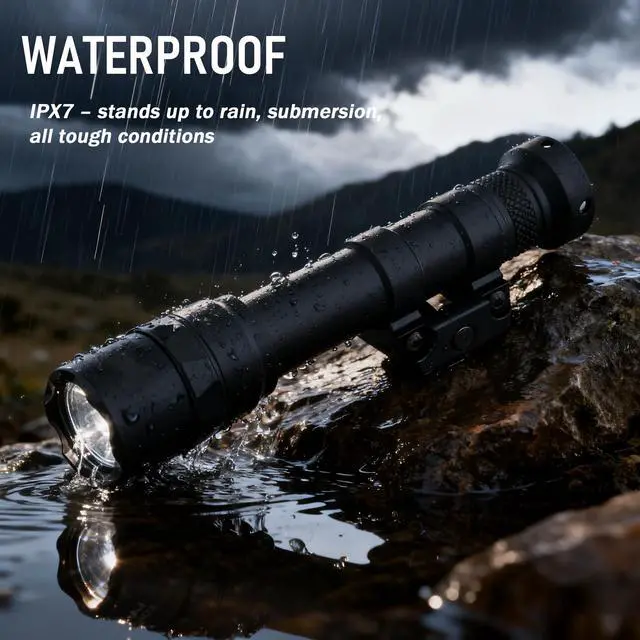 Alt view image 3 of 7 - Rifle Light, Tactical Weapon Scout Flashlight for 20mm Picatinny Rail with Remote Pressure Switch Tail Switch and Mount(600)