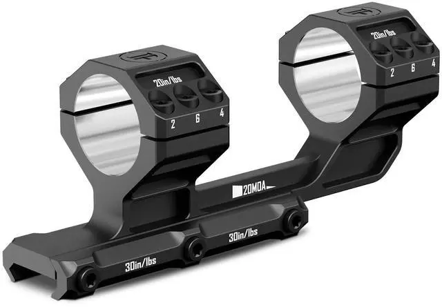 Main image of Heavy Duty Cantilever Scope Mount, One-Piece 20 MOA Picatinny Offset Dual Ring 30mm 34mm Scope Mount