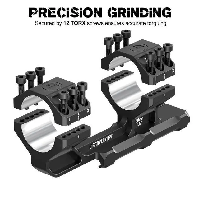 Alt view image 3 of 7 - Heavy Duty Cantilever Scope Mount, One-Piece 20 MOA Picatinny Offset Dual Ring 30mm 34mm Scope Mount