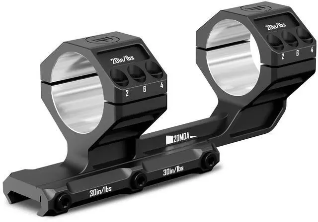 Main image of Heavy Duty Cantilever Scope Mount, One-Piece 20 MOA Picatinny Offset Dual Ring 30mm 34mm Scope Mount