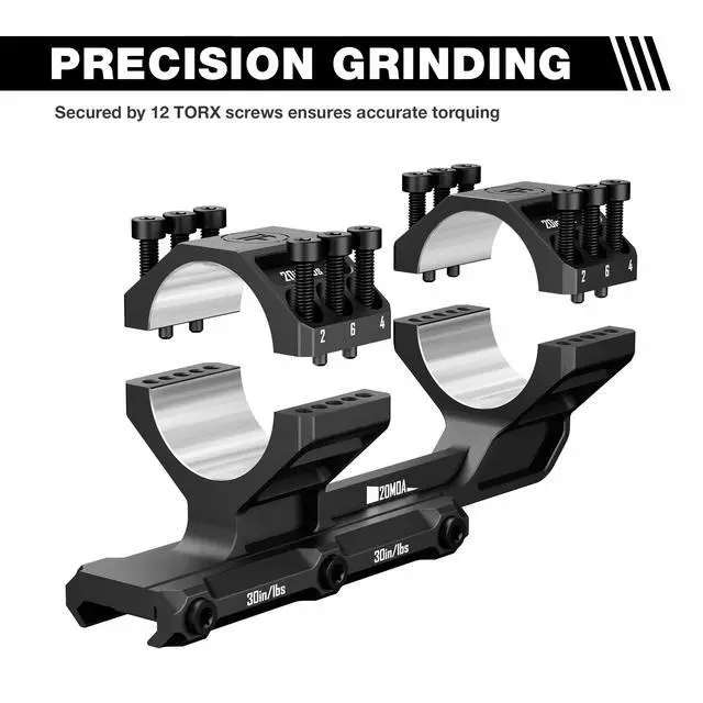 Alt view image 3 of 7 - Heavy Duty Cantilever Scope Mount, One-Piece 20 MOA Picatinny Offset Dual Ring 30mm 34mm Scope Mount