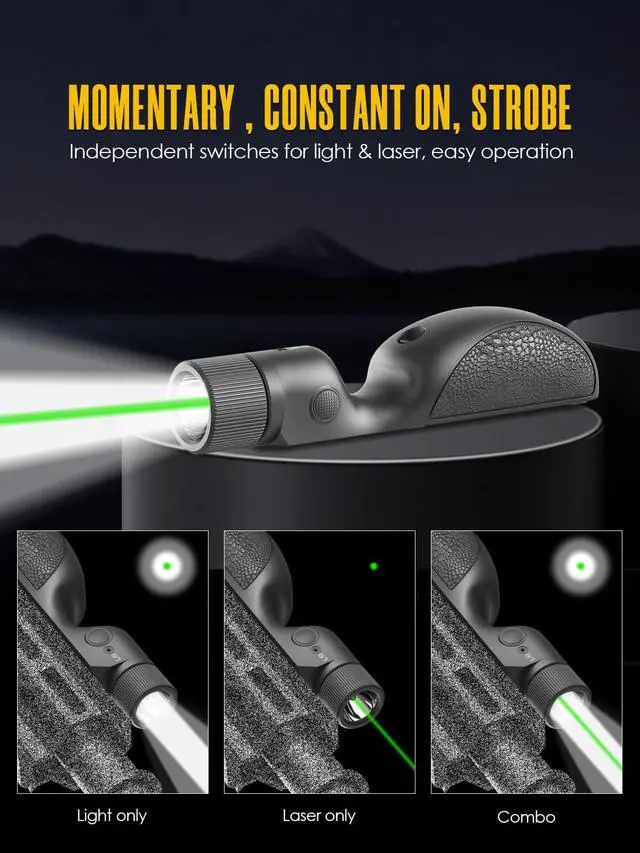 Alt view image 5 of 7 - 2400 Lumen Green Laser Light Combo for Picatinny and Mlok Rail | Rifle Light with Momentary/ Strobe Mode