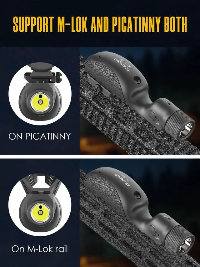 Alt view image 4 of 7 - 2400 Lumen Green Laser Light Combo for Picatinny and Mlok Rail | Rifle Light with Momentary/ Strobe Mode