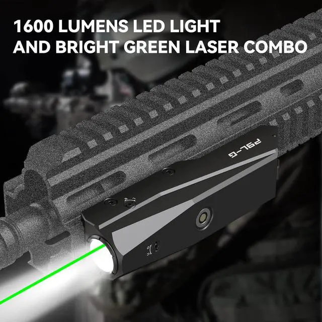 Alt view image 3 of 7 - P9L-G Tactical Light Laser Combo - 1600 Lumens LED & Green Laser Sight for Picatinny Rails with Magnetic Charger and Momentary/Constant-on Switch