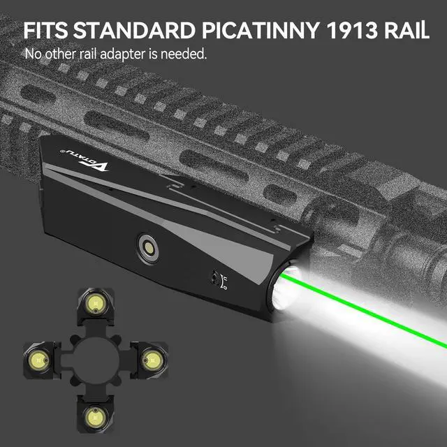Alt view image 5 of 7 - P9L-G Tactical Light Laser Combo - 1600 Lumens LED & Green Laser Sight for Picatinny Rails with Magnetic Charger and Momentary/Constant-on Switch