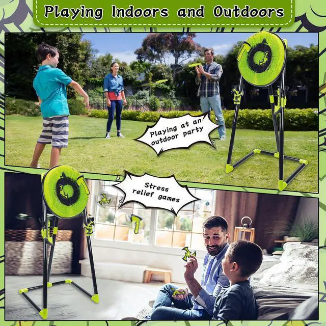 Alt view image 3 of 7 - Axe Throwing Game for Backyard - Outdoor Games for Kids Adults Family - Bristle Target, Bow & Arrow, Throwing Axes, Ninja Stars Darts Includes - Archery Games for Yard Lawn Carnival