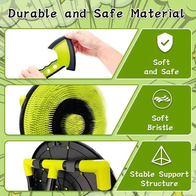 Alt view image 4 of 7 - Axe Throwing Game for Backyard - Outdoor Games for Kids Adults Family - Bristle Target, Bow & Arrow, Throwing Axes, Ninja Stars Darts Includes - Archery Games for Yard Lawn Carnival