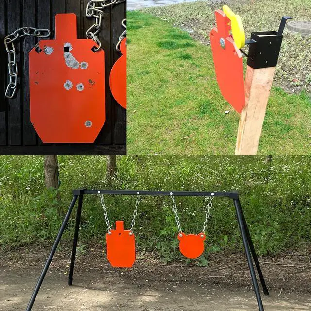 Alt view image 5 of 7 - 1/2" Thick 12x20 AR500 Steel Targets for Shooting, Metal Gong Shooting Target, with Metal Chains, Neon Orange Color